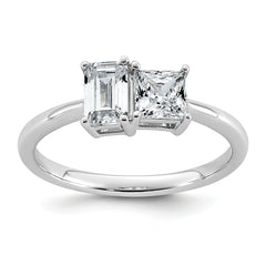 14k White Gold 1 carat Lab Grown Diamond VS+ F+ Complete Two Stone Fashion Ring