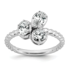 14k White Gold 1 carat Lab Grown Diamond VS+ F+ Complete Three Stone Fashion Ring
