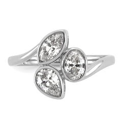 14k White Gold 1 carat Lab Grown Diamond VS+ F+ Complete Three Stone Fashion Ring