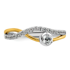 14k Two-Tone Yellow and White Gold 1/3 carat Lab Grown Diamond VS+ F+ Complete Fashion Twist Ring