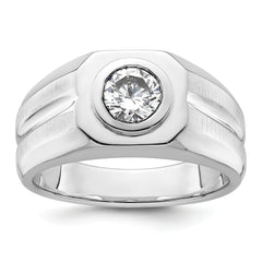 14k White Gold 1 carat Lab Grown Diamond VS+ F+ Round Complete Men's Ring