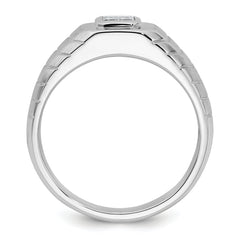 14k White Gold 3/4 carat Lab Grown Diamond VS+ F+ Radiant Complete Men's Ring