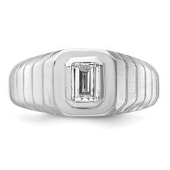 14k White Gold 3/4 carat Lab Grown Diamond VS+ F+ Radiant Complete Men's Ring