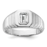 14k White Gold 3/4 carat Lab Grown Diamond VS+ F+ Radiant Complete Men's Ring