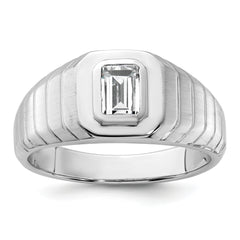 14k White Gold 3/4 carat Lab Grown Diamond VS+ F+ Radiant Complete Men's Ring