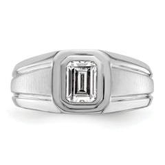 14k White Gold 1 carat Lab Grown Diamond VS+ F+ Radiant Complete Men's Ring