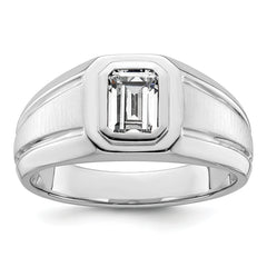 14k White Gold 1 carat Lab Grown Diamond VS+ F+ Radiant Complete Men's Ring