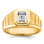 Men's Grooved Striped Band Radiant Lab-Grown Diamond Ring in 14K Yellow Gold (1 ct. tw.), Size 10 - Sophia Jewelers