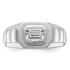 14k White Gold 1 carat Lab Grown Diamond VS+ F+ Radiant Complete Men's Ring