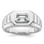 Men's Grooved Band Radiant Lab-Grown Diamond Ring in 14K White Gold (1 ct. tw.), Size 10 - Sophia Jewelers