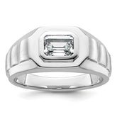14k White Gold 1 carat Lab Grown Diamond VS+ F+ Radiant Complete Men's Ring