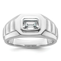 14k White Gold 1 carat Lab Grown Diamond VS+ F+ Radiant Complete Men's Ring