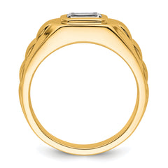 14k 1 carat Lab Grown Diamond VS+ F+ Radiant Complete Men's Ring