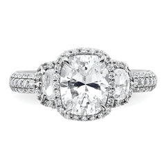 14k White Gold 2 7/8 carat Certified Lab Grown Diamond VS+ F+ Complete Oval Halo Engagement Ring