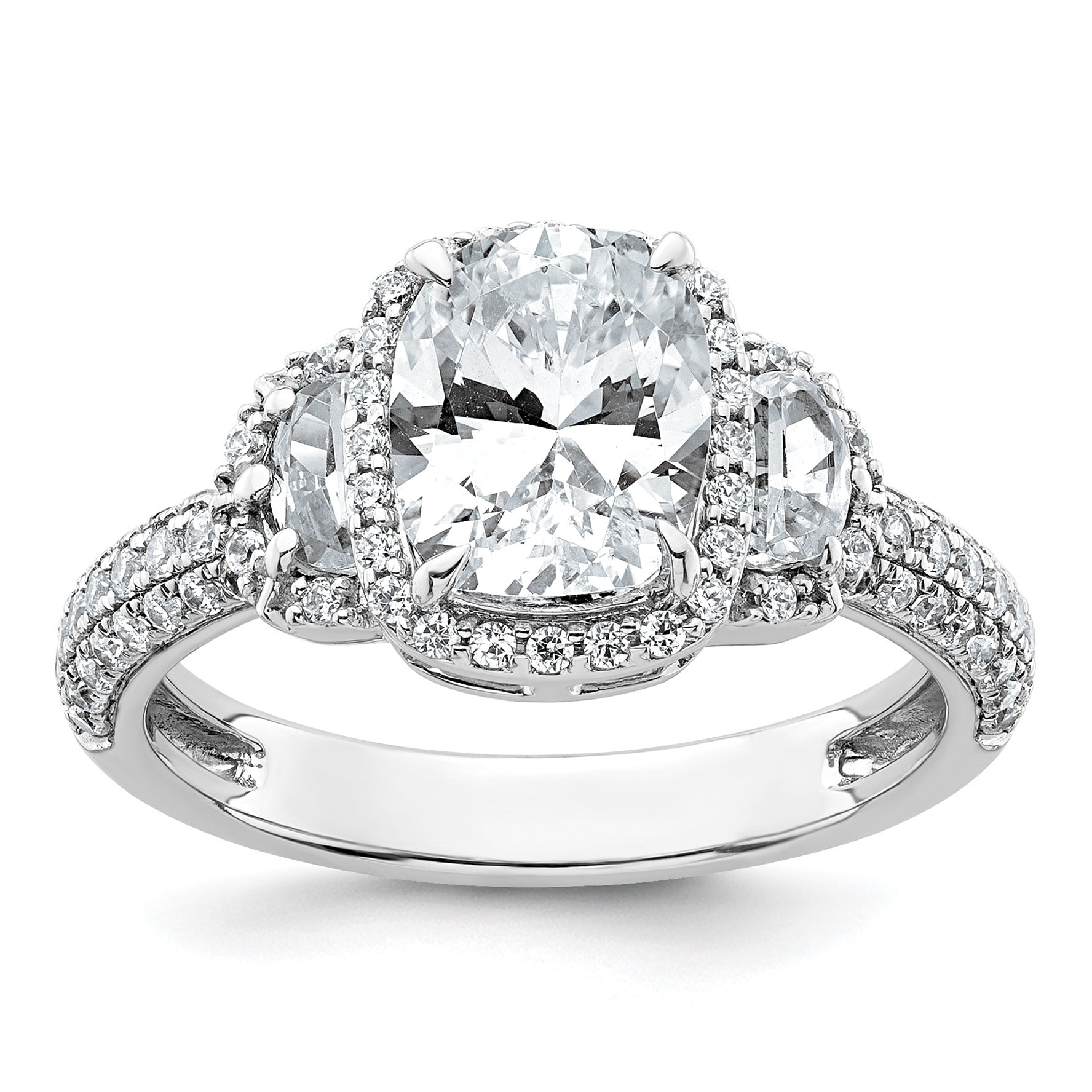 14k White Gold 2 7/8 carat Certified Lab Grown Diamond VS+ F+ Complete Oval Halo Engagement Ring
