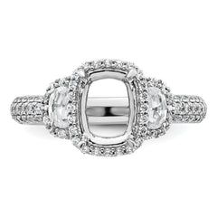 14k White Gold 7/8 carat Lab Grown Diamond VS+ F+ 2 carat Oval Center Semi Mount Halo Engagement Ring