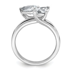 14k White Gold 2 carat Lab Grown Diamond VS+ F+ Marquise and Pear Complete Asymmetrical Two Stone Engagement Ring