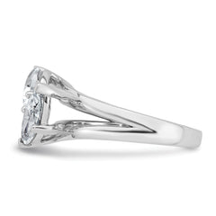 14k White Gold 2 carat Lab Grown Diamond VS+ F+ Marquise and Pear Complete Asymmetrical Two Stone Engagement Ring