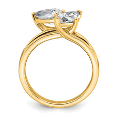 14k 2 carat Lab Grown Diamond VS+ F+ Marquise and Pear Complete Asymmetrical Two Stone Engagement Ring