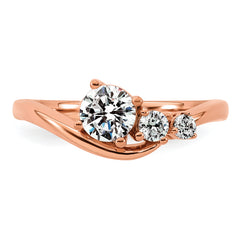 14k Rose Gold 3/4 carat Lab Grown Diamond VS+ F+ Round Complete Engagement Ring