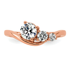 14k Rose Gold 1 carat Lab Grown Diamond VS+ F+ Round Complete Engagement Ring