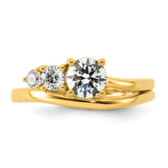 14k 1 carat Lab Grown Diamond VS+ F+ Round Complete Engagement Ring