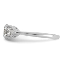 14k White Gold 1 3/8 carat Lab Grown Diamond VS+ F+ Round with Pear Sidestones Complete Three Stone Engagement Ring