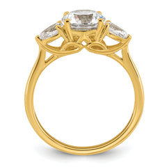 14k 1 7/8 carat Lab Grown Diamond VS+ F+ Round with Pear Sidestones Complete Three Stone Engagement Ring