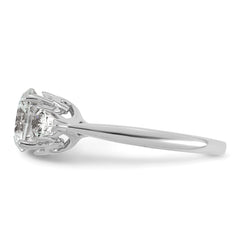 14k White Gold 2 1/2 carat Lab Grown Diamond VS+ F+ Round with Pear Sidestones Complete Three Stone Engagement Ring