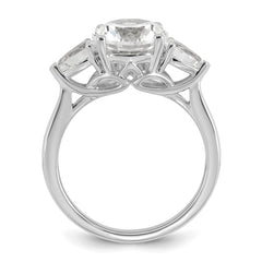 14k White Gold 3 carat Lab Grown Diamond VS+ F+ Round with Pear Sidestones Complete Three Stone Engagement Ring