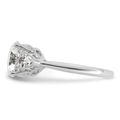 14k White Gold 3 carat Lab Grown Diamond VS+ F+ Round with Pear Sidestones Complete Three Stone Engagement Ring