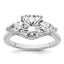14k White Gold 3 carat Lab Grown Diamond VS+ F+ Round with Pear Sidestones Complete Three Stone Engagement Ring