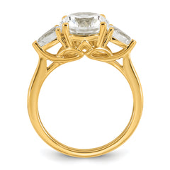 14k 3 carat Lab Grown Diamond VS+ F+ Round with Pear Sidestones Complete Three Stone Engagement Ring