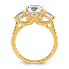 14k 3 5/8 carat Lab Grown Diamond VS+ F+ Round with Pear Sidestones Complete Three Stone Engagement Ring