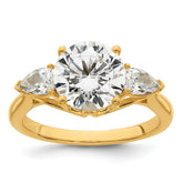 14k 3 5/8 carat Certified Lab Grown Diamond VS+ F+ Round with Pear Sidestones Complete Three Stone Engagement Ring