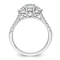 14k White Gold 1 carat Lab Grown Diamond VS+ F+ Round Complete Three Stone Engagement Ring