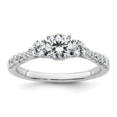14k White Gold 1 carat Lab Grown Diamond VS+ F+ Round Complete Three Stone Engagement Ring
