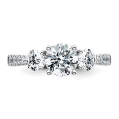 14k White Gold 1 3/4 carat Lab Grown Diamond VS+ F+ Round Complete Three Stone Engagement Ring
