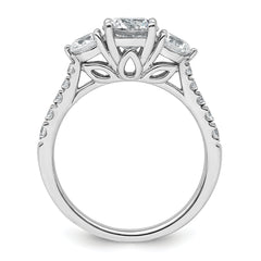 14k White Gold 1 3/4 carat Certified Lab Grown Diamond VS+ F+ Round Complete Three Stone Engagement Ring
