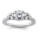 14k White Gold 1 3/4 carat Certified Lab Grown Diamond VS+ F+ Round Complete Three Stone Engagement Ring