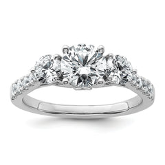 14k White Gold 1 3/4 carat Certified Lab Grown Diamond VS+ F+ Round Complete Three Stone Engagement Ring