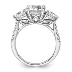 14k White Gold 4 carat Lab Grown Diamond VS+ F+ Round Complete Three Stone Engagement Ring