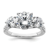 14k White Gold 4 carat Lab Grown Diamond VS+ F+ Round Complete Three Stone Engagement Ring