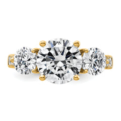 14k 4 carat Lab Grown Diamond VS+ F+ Round Complete Three Stone Engagement Ring