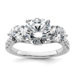 14k White Gold 4 carat Certified Lab Grown Diamond VS+ F+ Round Complete Three Stone Engagement Ring