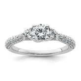 14k White Gold 1 carat Certified Lab Grown Diamond VS+ F+ Complete Round Three Stone Engagement Ring