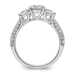 14k White Gold 1 3/4 carat Lab Grown Diamond VS+ F+ Complete Round Three Stone Engagement Ring
