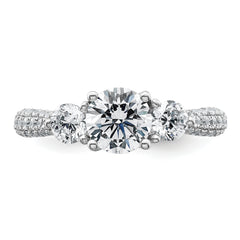 14k White Gold 1 3/4 carat Lab Grown Diamond VS+ F+ Complete Round Three Stone Engagement Ring