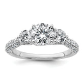 14k White Gold 1 3/4 carat Lab Grown Diamond VS+ F+ Complete Round Three Stone Engagement Ring