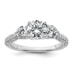 14k White Gold 1 3/4 carat Lab Grown Diamond VS+ F+ Complete Round Three Stone Engagement Ring